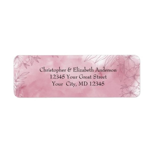 Personalized Pink Floral Watercolor return address Label