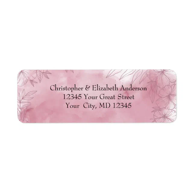 Personalized Pink Floral Watercolor return address Label | Zazzle