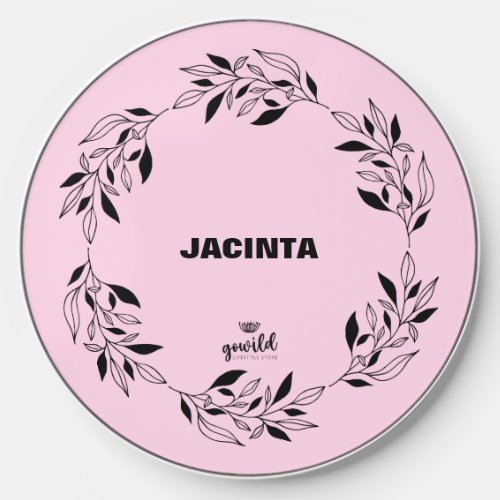 PERSONALIZED Pink Floral Wireless Phone Charger