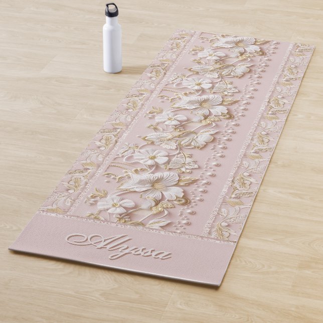 Personalized Pink Floral Yoga Mat (In Situ)