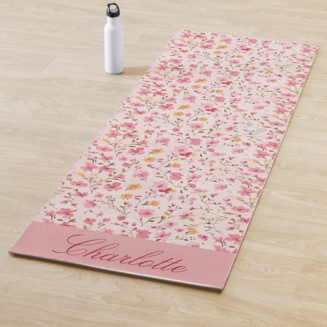 Personalized Pink Floral Yoga Mat (In Situ)
