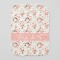 Personalized Pink Florals Girl Baby Burp Cloth