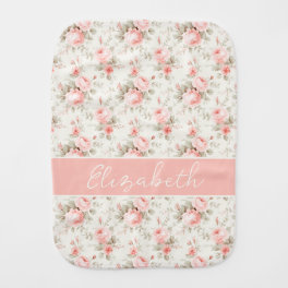 Personalized Pink Florals Girl Baby Burp Cloth