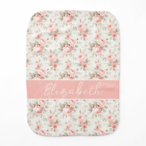 Personalized Pink Florals Girl Baby Burp Cloth
