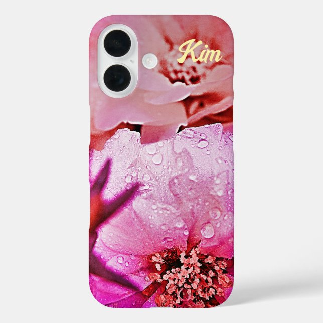 Personalized Pink Flower Apple iPhone Case (Back)