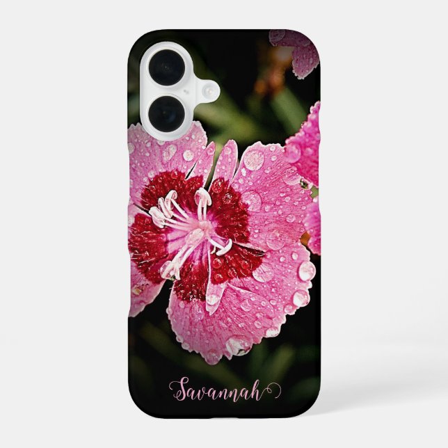 Personalized Pink Flower Apple iPhone Case (Back)