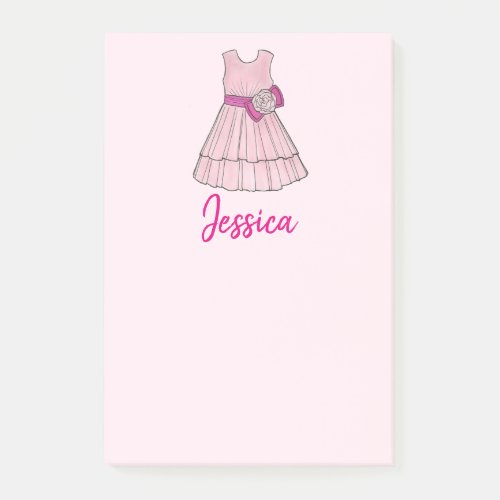 Personalized Pink Flower Girl Dress Wedding Party Post_it Notes