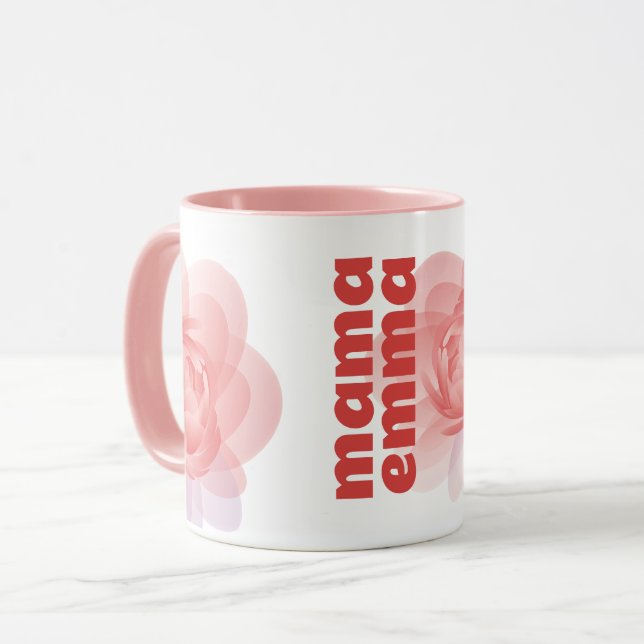 Personalized Pink Flower Mug Custom Gift for Mom (Front Left)