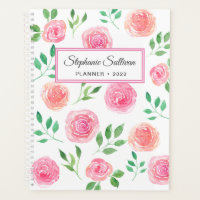Personalized Pink Flowers 2022 Planner