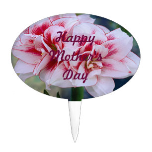 Personalized Pink Flowers Cake Pick