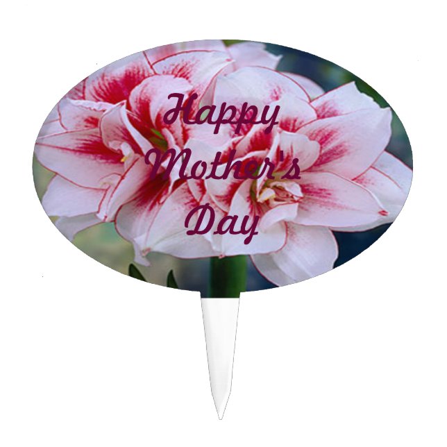 Personalized Pink Flowers Cake Pick (Front)