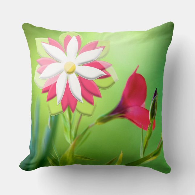 Personalized Pink Flowers Garden Soft Pillow (Front)