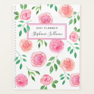 Personalized Pink Flowers Planner