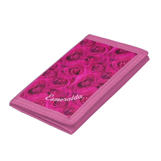 PERSONALIZED PINK FLOWERS TRIFOLD WALLET (Bottom)