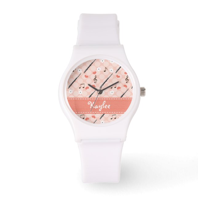 Personalized Pink Flute Watch (Front)