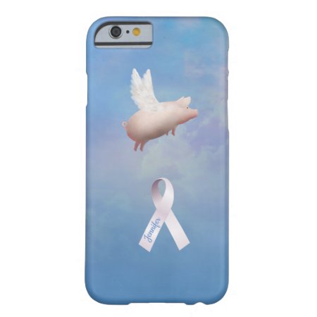 Personalized Pink Flying Pig With Ribbon Barely There Iphone 6 Case