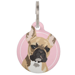 Personalized Pink French Bulldog Dog Name Pet ID Tag