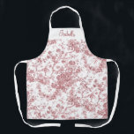 Personalized Pink French Engraved Floral Toile Apron<br><div class="desc">Elegant and ornate pink and white vintage toile de jouy pattern featuring exotic flowers, vines and foliage intertwined with garlands and baskets of roses. This pattern was adapted from an historic French textile fragment ca 1910 in the Smithsonian collection. Features customizable blank element and editable text field. Strap color is...</div>