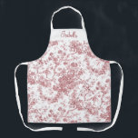 Personalized Pink French Engraved Floral Toile Apron<br><div class="desc">Elegant and ornate pink and white vintage toile de jouy pattern featuring exotic flowers, vines and foliage intertwined with garlands and baskets of roses. This pattern was adapted from an historic French textile fragment ca 1910 in the Smithsonian collection. Features customizable blank element and editable text field. Strap color is...</div>