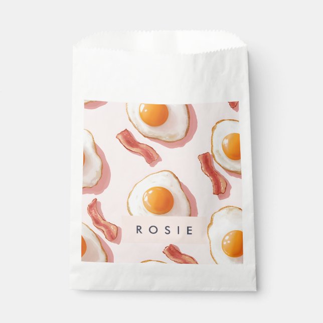 Personalized Pink Fried Eggs and Bacon Pattern Favor Bag (Front)