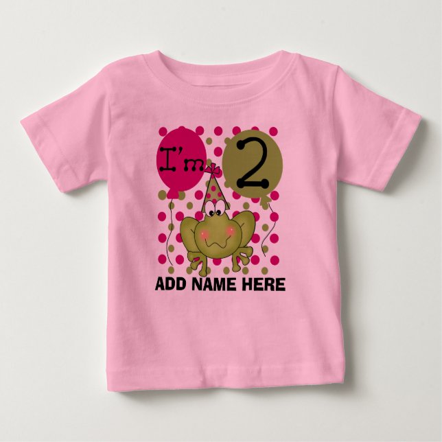 Personalized Pink Frog 2nd Birthday T-shirt (Front)