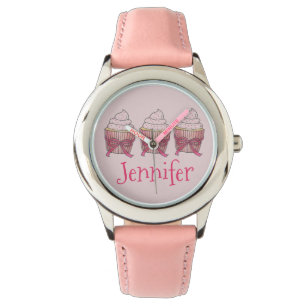 Personalized Pink Frosted Cupcake Cupcakes Watch