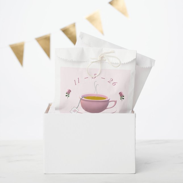 Personalized Pink Garden Tea-Party Bridal Shower Favor Bag (Creator Uploaded)