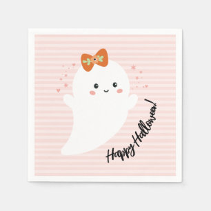 Personalized Pink Ghost Happy Halloween Napkins