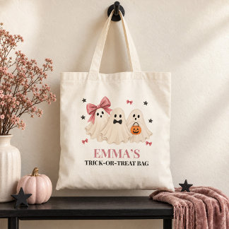 Personalized Pink Ghost Trick-or-Treat Bag