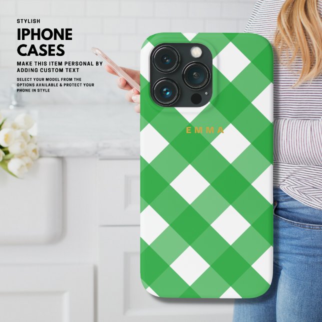Personalized Pink Gingham iPhone Case with Name (Creator Uploaded)