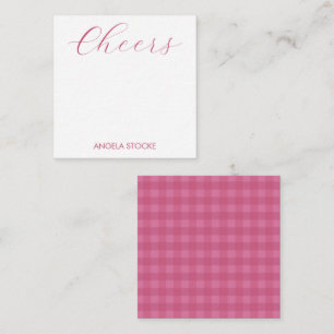 Personalized Pink Gingham Note Card