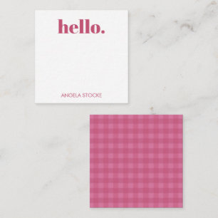 Personalized Pink Gingham Note Card