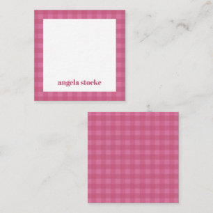 Personalized Pink Gingham Note Card