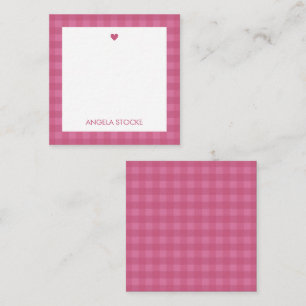 Personalized Pink Gingham Note Card