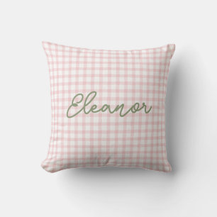Personalized Pink Gingham Pillow Silly Goose