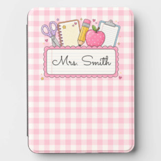 Personalized Pink Gingham Teacher Kindle Cover