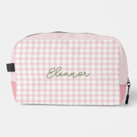  Personalized Pink Gingham Toiletry Travel Bag 