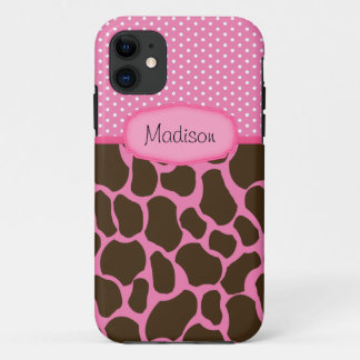 Personalized Pink Giraffe iPhone 11 Case