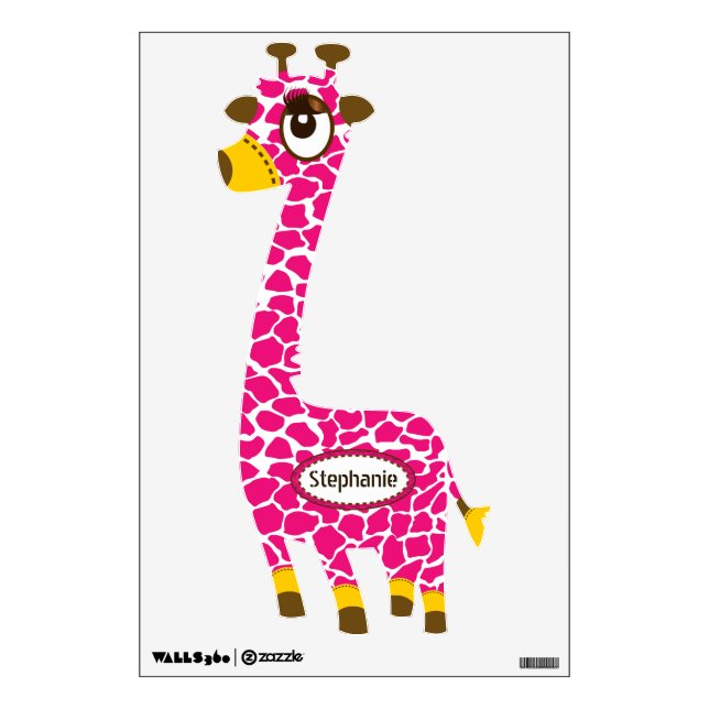 Personalized Pink Giraffe Pattern Wall Decal (Front)