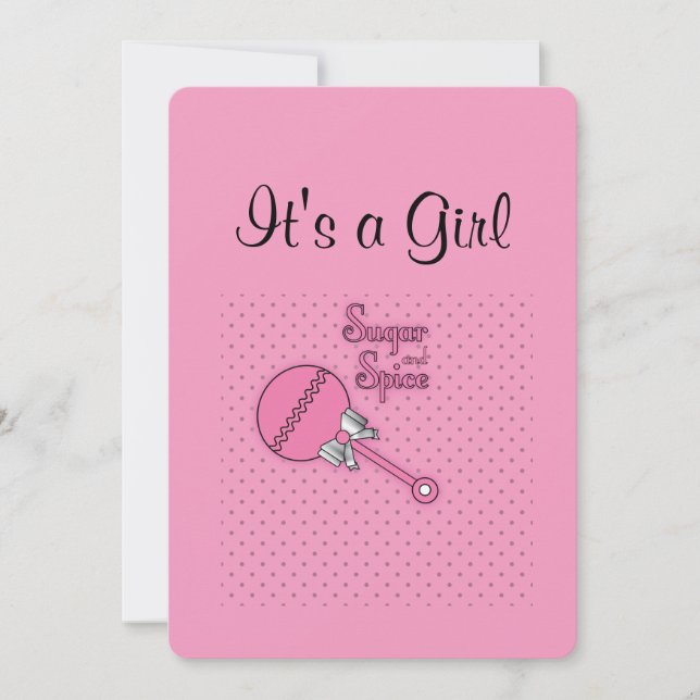 Personalized Pink Girl Announcement (Front)