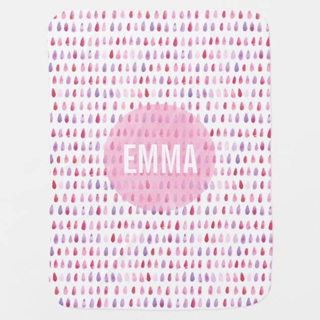 Personalized Pink Girl Baby Blanket (Front)