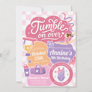 Personalized Pink Girl Gymnastics birthday Invitation
