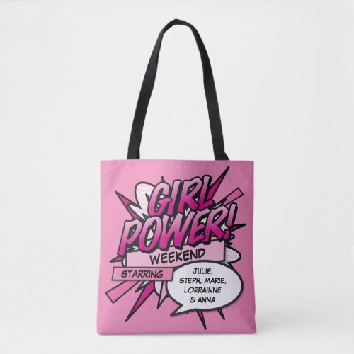 Personalized Pink GIRL POWER Girls Weekend Tote Bag