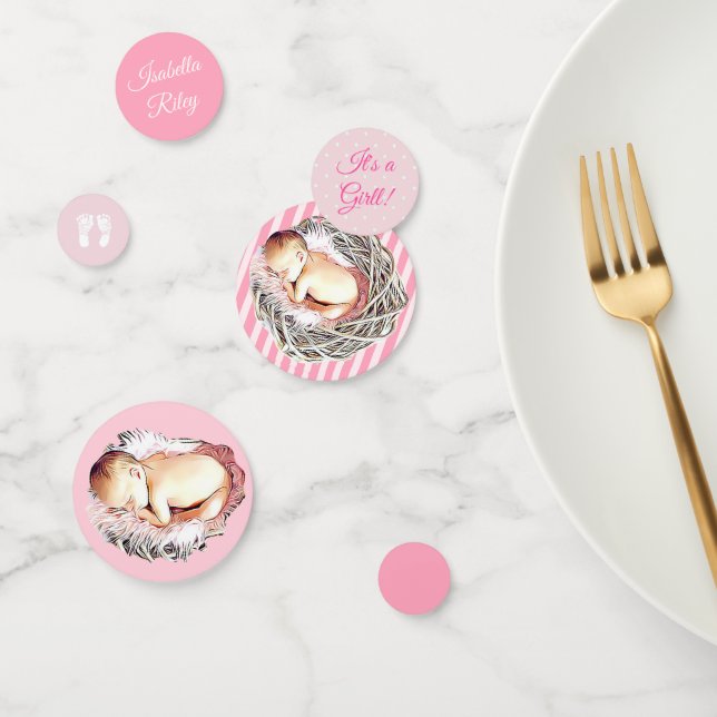 Personalized Pink Girl's Baby Shower confetti (Group)