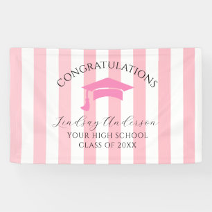 Personalized Pink Girls Graduation Banner