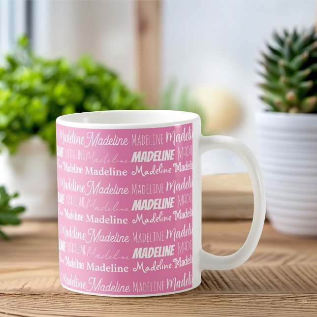 Personalized Pink Girls Name Collage Cute Coffee Mug (Creator Uploaded)