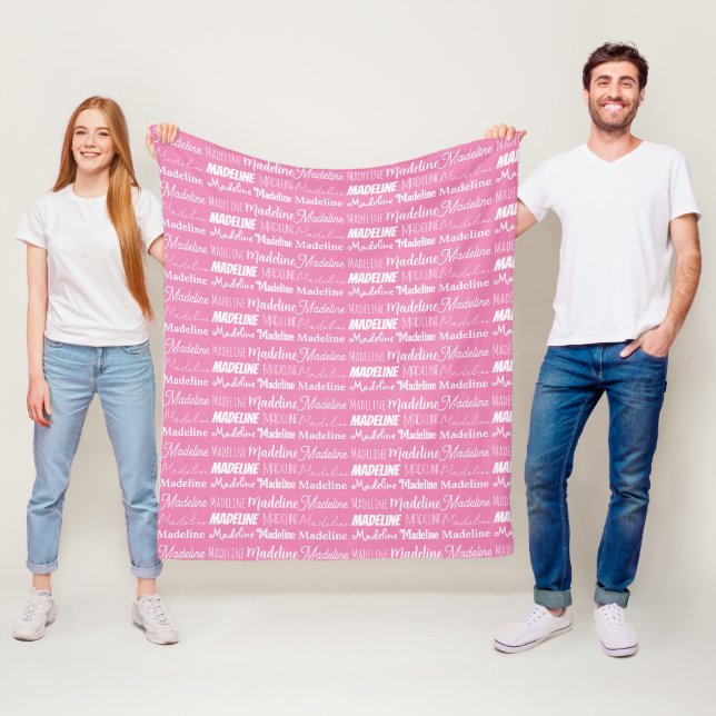 Personalized Pink Girls Name Font Collage Cute Fleece Blanket (In Situ)