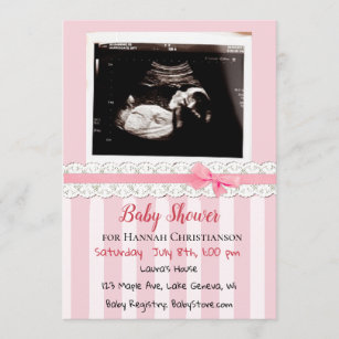 Personalized Pink Girls Ultrasound Baby Shower Invitation