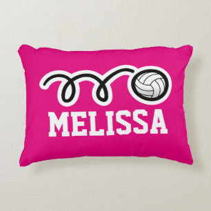 Personalized pink girls volleyball throw pillow