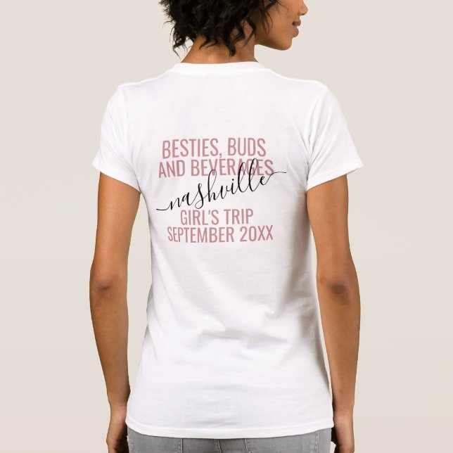 Personalized Pink Girls Weekend Bestie Trip Custom T-Shirt (Back)